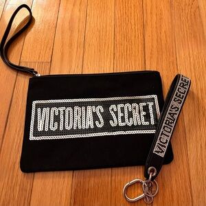 Victoria's Secret Black and Silver Pouch **Wristlet Only**